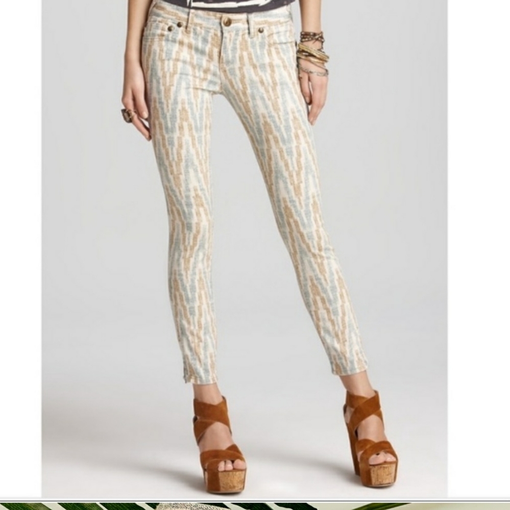 NWOT Free People Ankle Zip Chevron Jean Pants